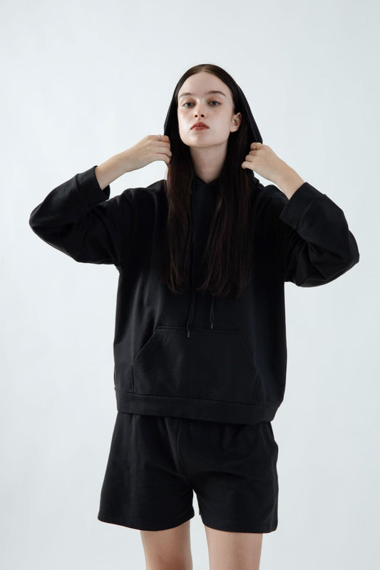 Oversized Cotton Hoodie (Black)