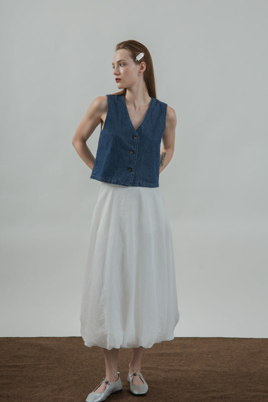 Aria Balloon Skirt (White)