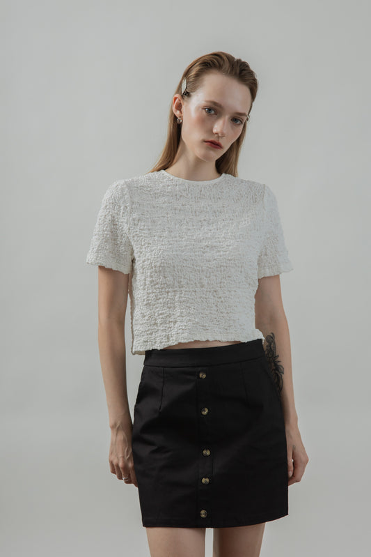 Button Down A-Line Skirt (Black)