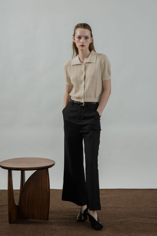 Cotton Straight Cut Pants (Black)