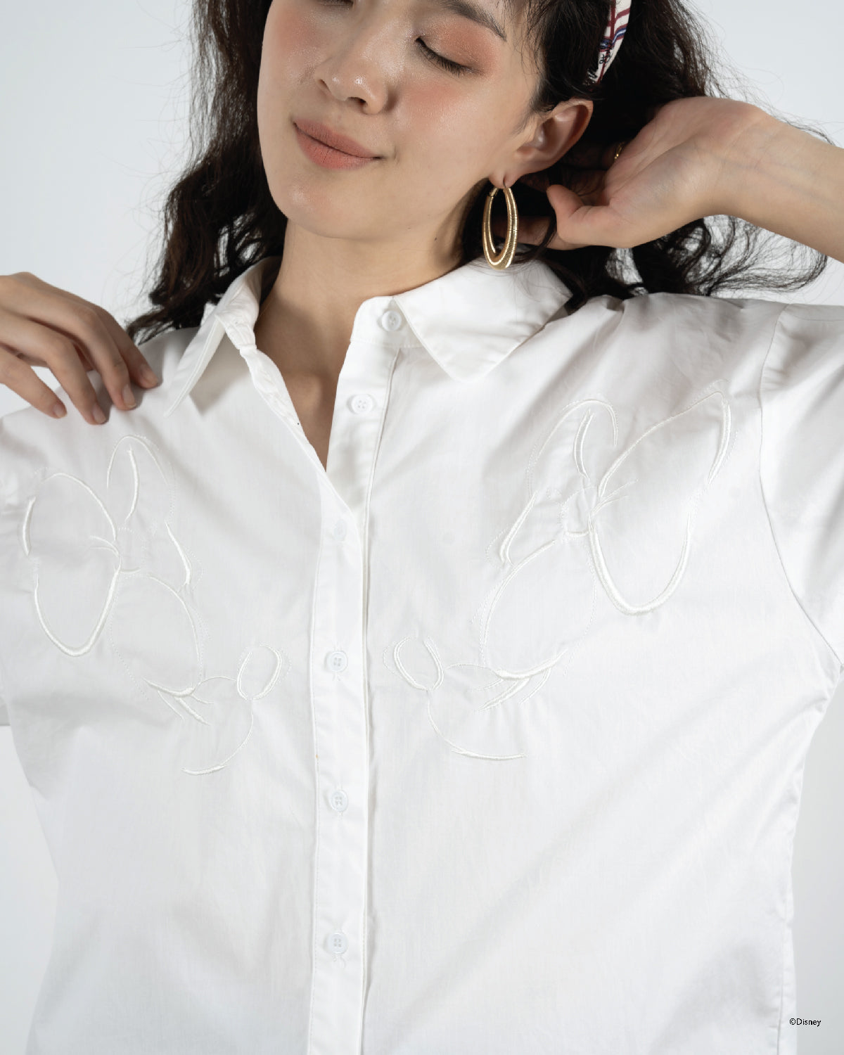 Minnie Embroidery Shirt (White)
