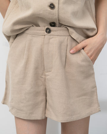 Lara Linen A Line Shorts (Khaki)