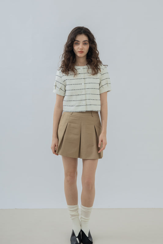 High Waist Pleated Skort (Khaki)