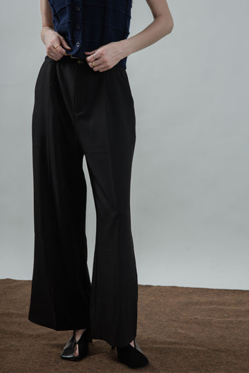 Classic High Waist Straight Cut Trousers (Black)