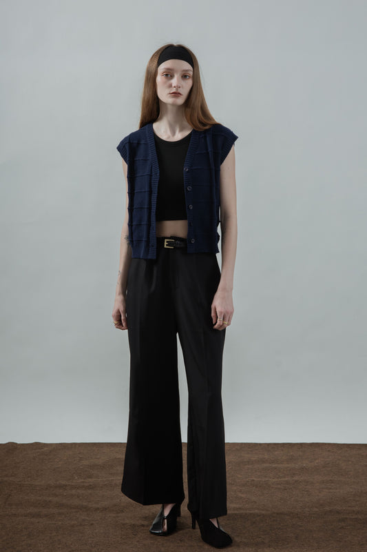 Classic High Waist Straight Cut Trousers (Black)