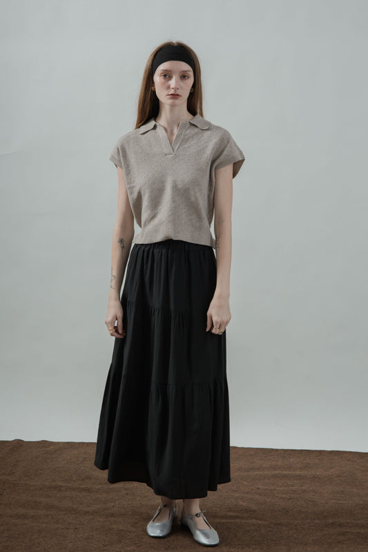 Ada Layered Maxi Skirt (Black)