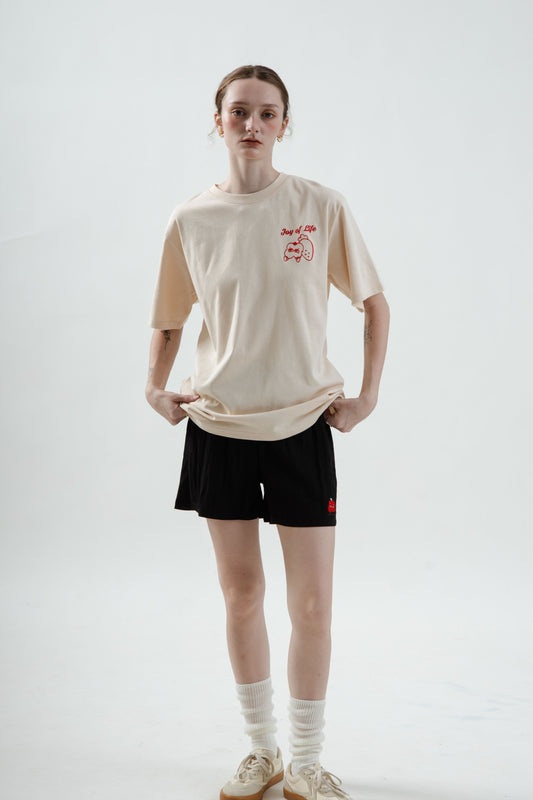LULU Berry Best Embroidery Graphic Tee (Beige)