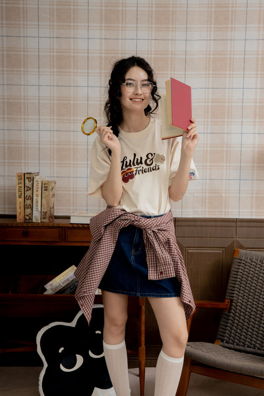 LULU & Friends Embroidery Oversize Tee (Beige)