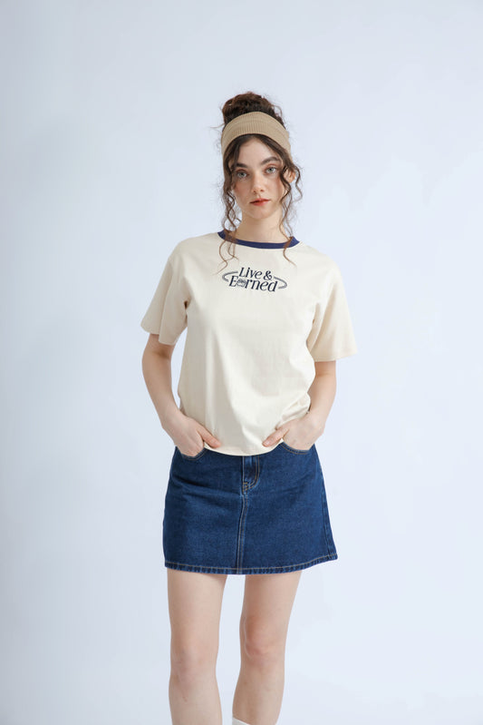 LULU Live and Earned Embroidery Top (Beige)