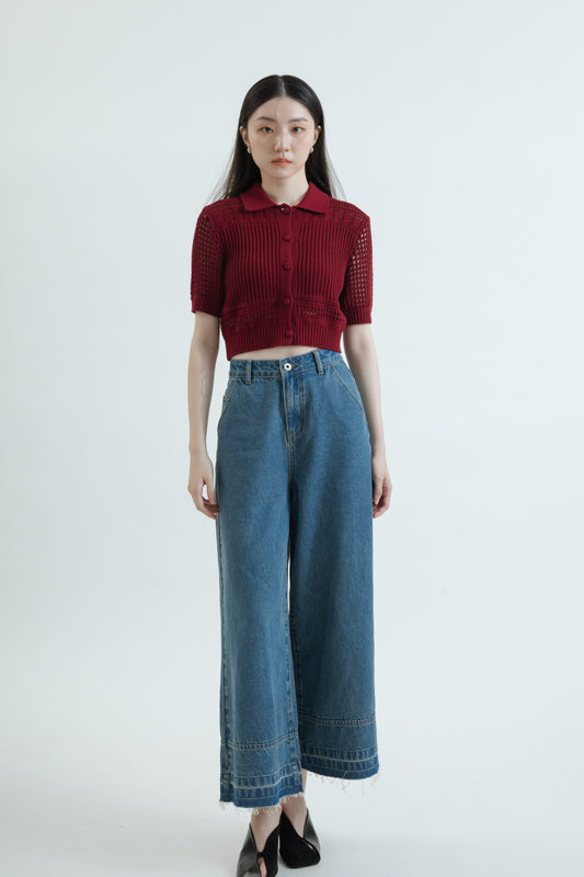 Tyler Frayed Hem Straight Cut Jeans (Denim)