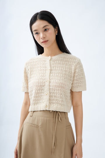 Multi-Wear Textured Knit Top (Beige)