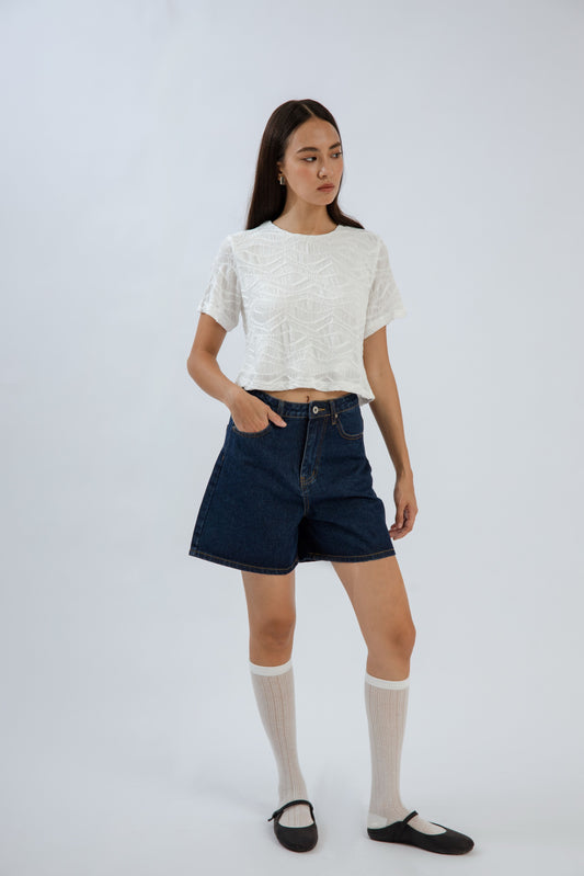 Mid Length Denim Shorts (Denim)