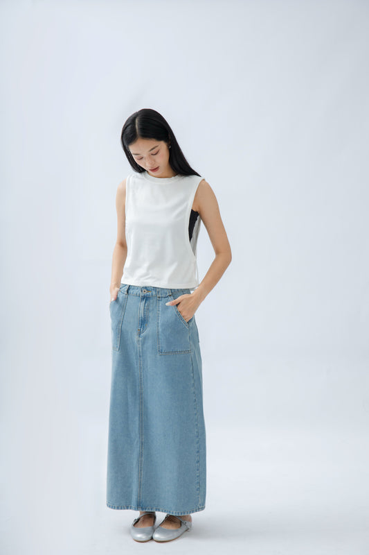 Sora Denim Long Skirt (Denim)