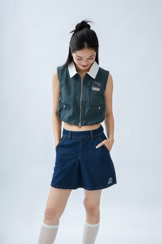 LULU Front Pleated Skirt (Denim)