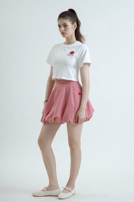 LULU Nian Nian You Yu Crop Tee (White)