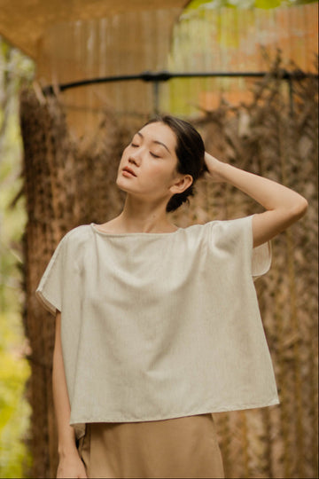 Boxy Square Cut Top (Beige)