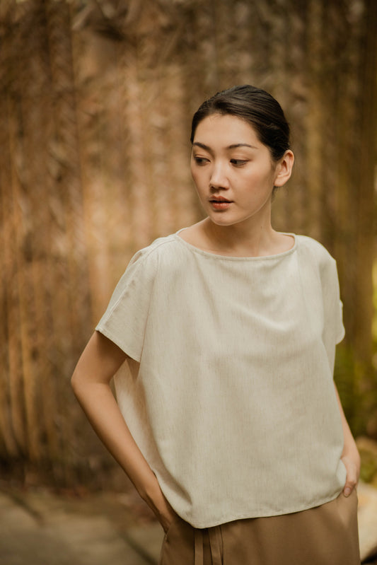Boxy Square Cut Top (Beige)