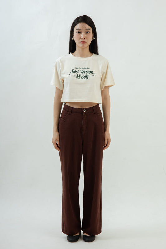 Riven Straight Denim Pants (Brown)