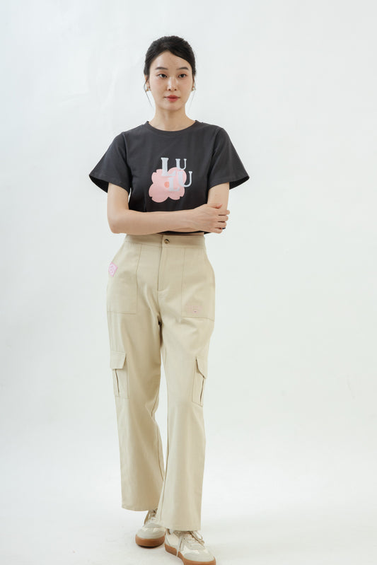 LULU Spring Club Embroidery Cargo Pants (Khaki)