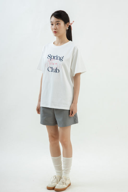 LULU Spring Cub Embroidery Oversize Tee (White)