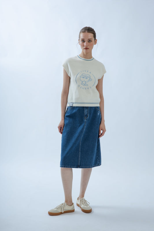 LULU Live & Earned Embroidery Knit Vest (Off White)