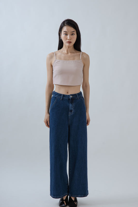 Spaghetti Strap Crop Tank Top (Pink)