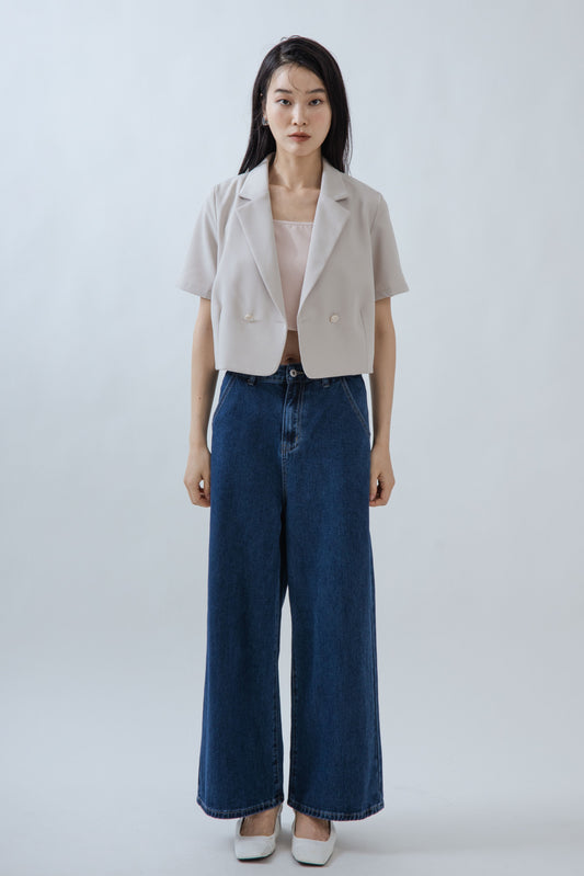 Raelynn Adjustable Button Straight Cut Jeans (Denim)