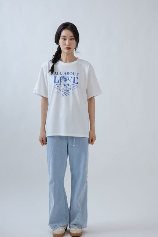 LULU All About Love Flock Print Oversize Tee (White)