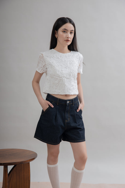 Dark Wash Mid-Length Shorts (Denim)