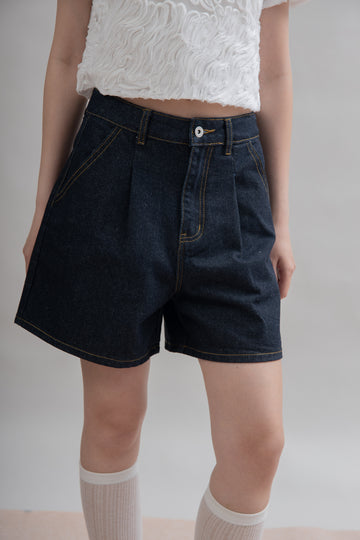 Dark Wash Mid-Length Shorts (Denim)