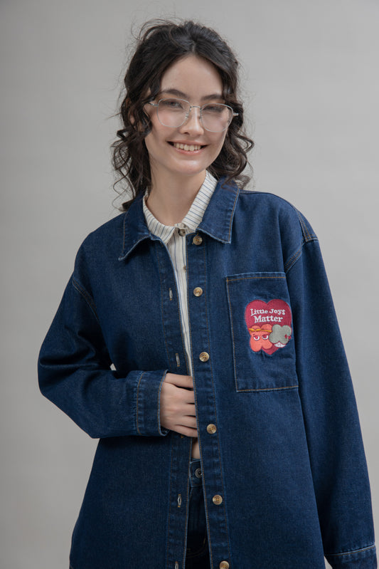 LULU Embroidery Pocket Denim Jacket (Denim)