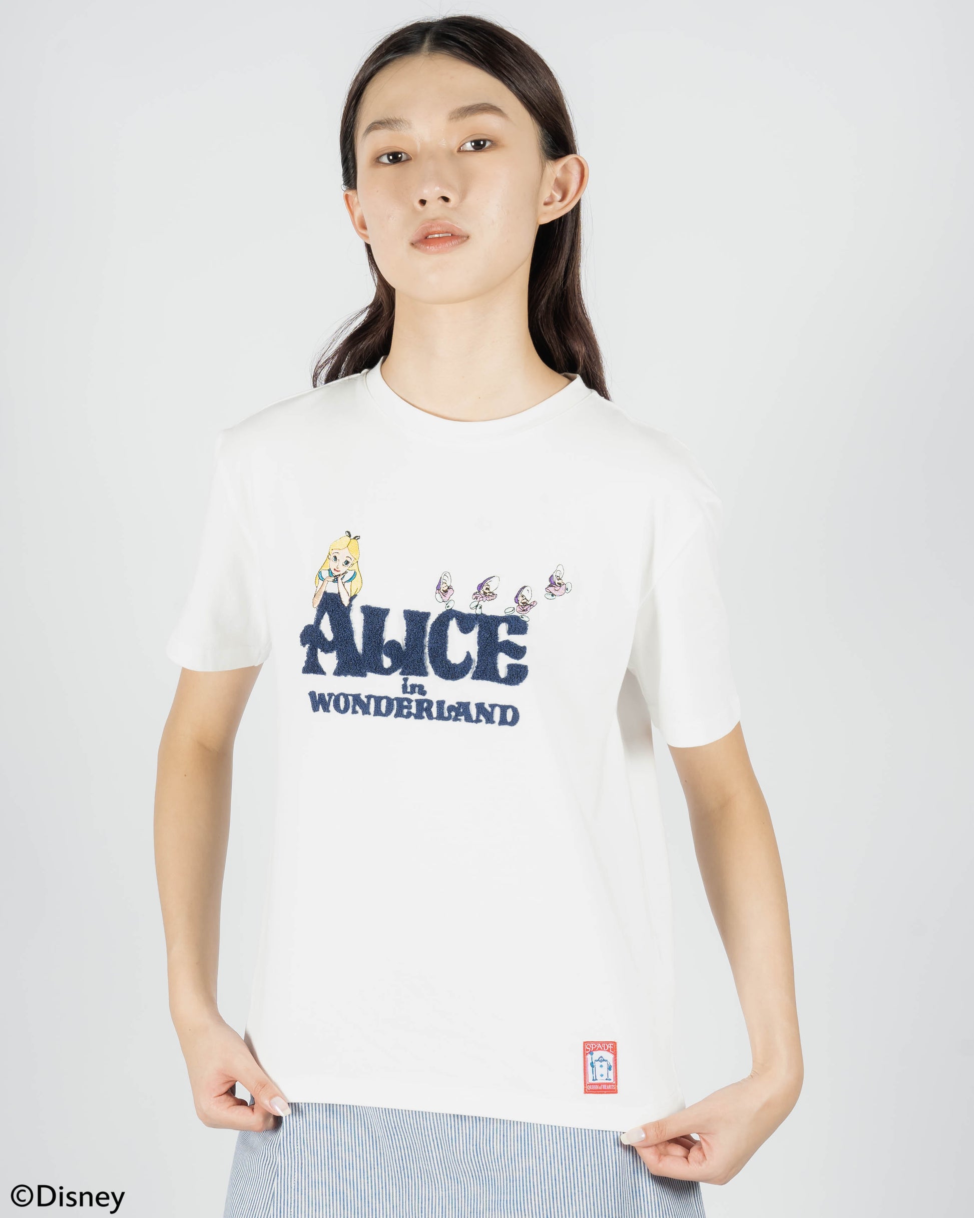 Alice Chenille Embroidery Tee (White)_Front