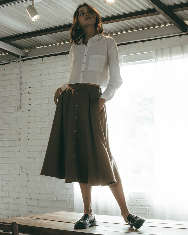 Pocket Crop Shirt (White)
