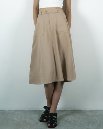 Gionna Mid-Length Flared Skirt (Khaki)