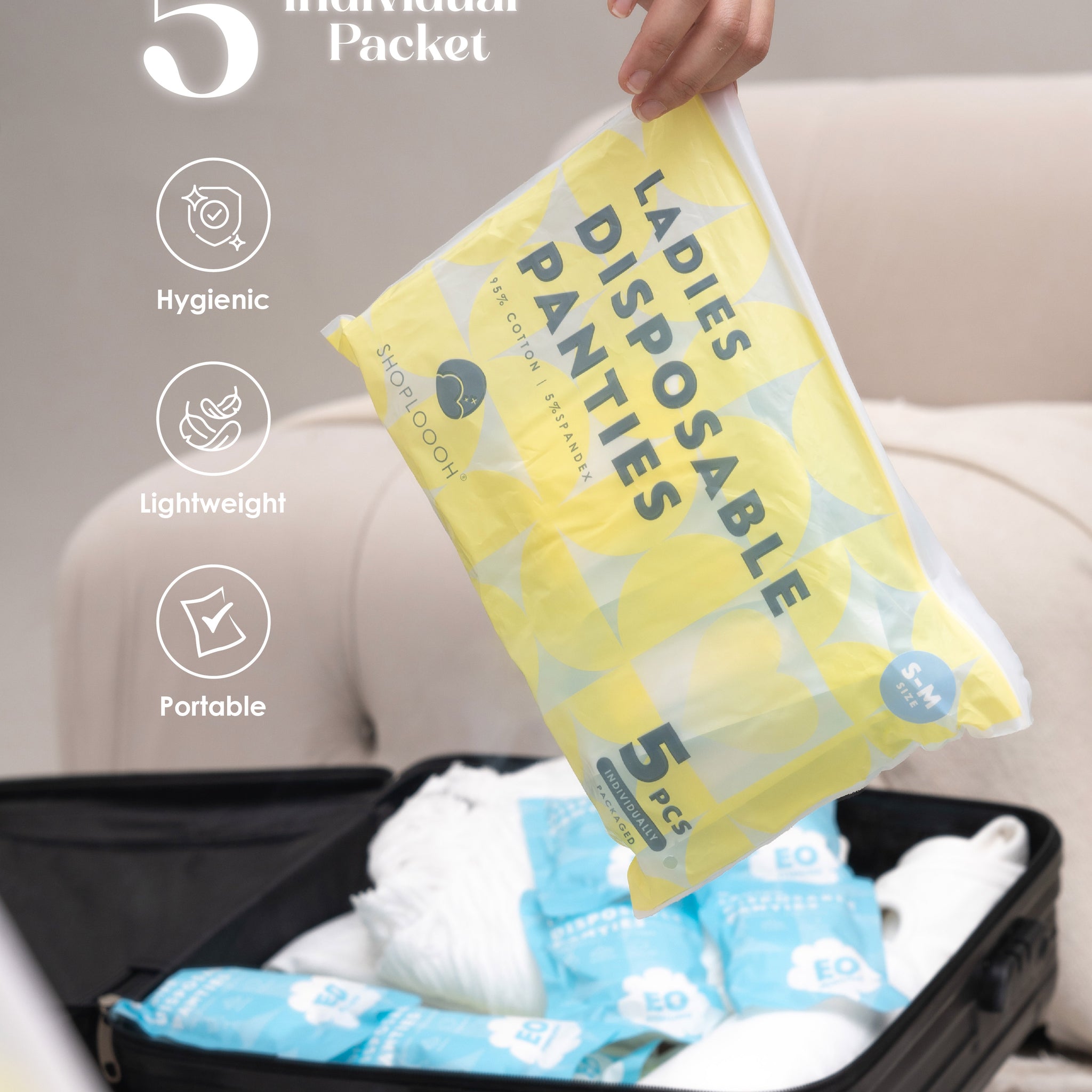 5 Pcs Ladies Disposable Panties Packet (White)