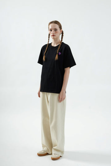 Ghost-LU Embroidery Oversize Tee (Black)