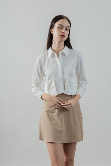 Detachable Pocket Collared Shirt (White)