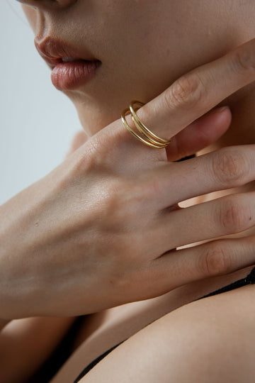 Leah Triple Hoop Plated Ring (Gold)