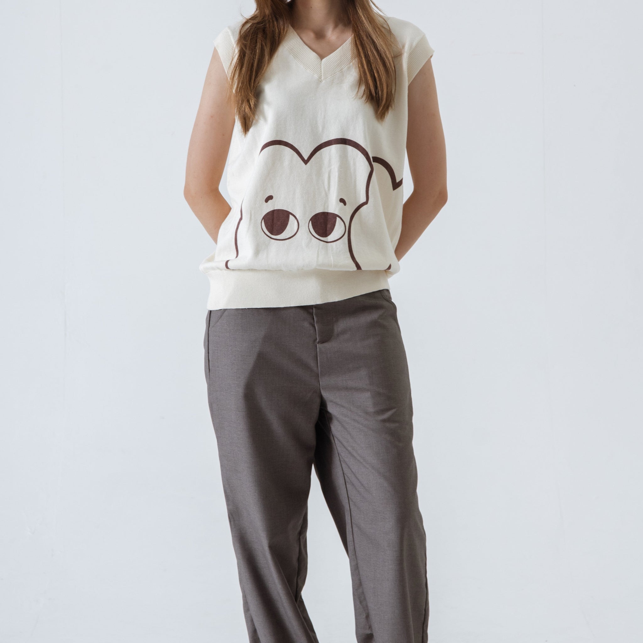 LULU Friendship Oversize Knit Vest (Ivory)