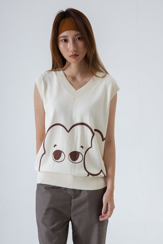 LULU Friendship Oversize Knit Vest (Ivory)
