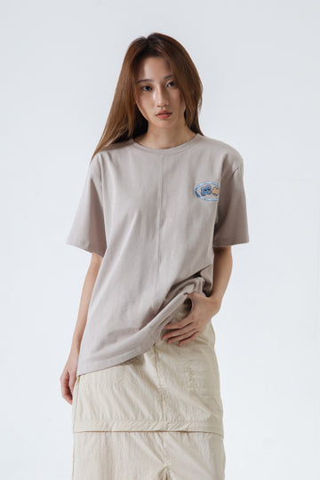 LULU Fika Moment Graphic Tee (Khaki Grey)