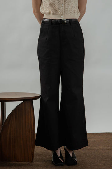 Cotton Straight Cut Pants (Black)
