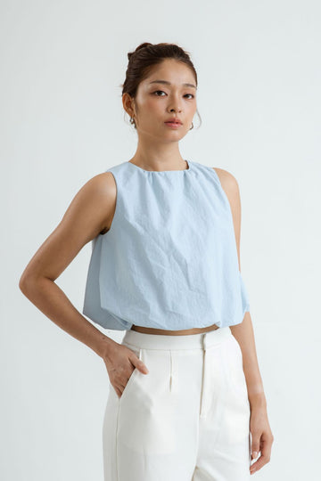 Kate Two Way Puffy Sleeveless Top (Light Blue)