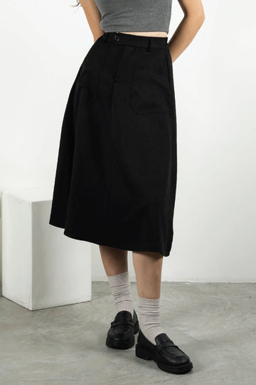 Gionna Mid-Length Flared Skirt (Black)
