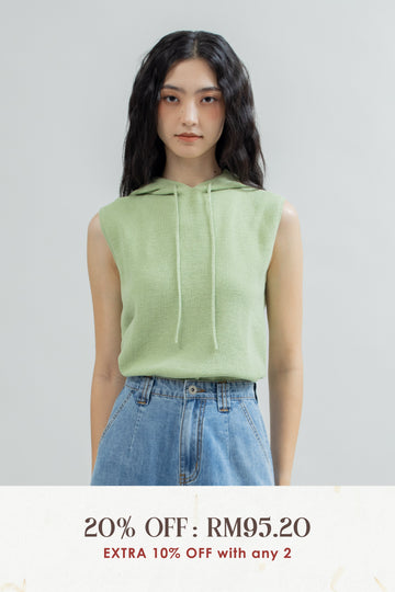 Hooded Sleeveless Knit Top (Green)