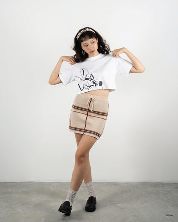 Sketch Minnie Monochrome Crop Tee (White)