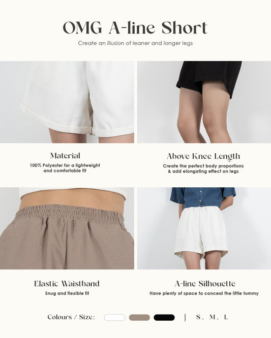 Elastic Waist Casual Shorts (White)
