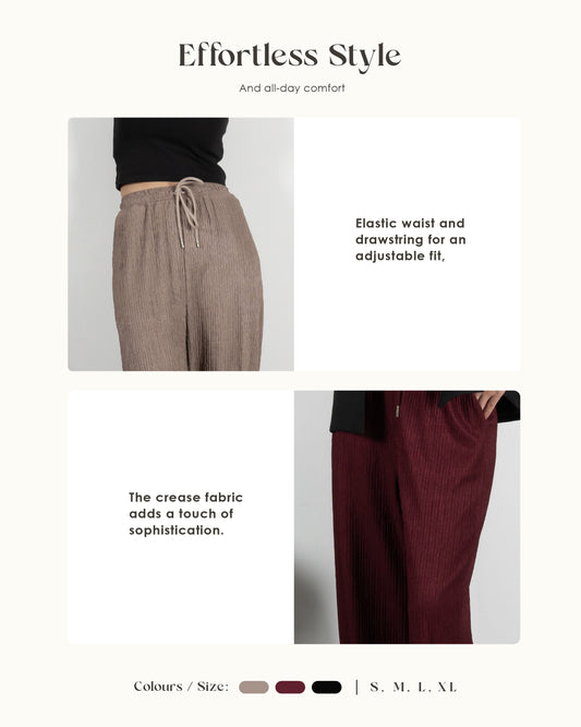 Crinkle Texture Loose Fit Pants