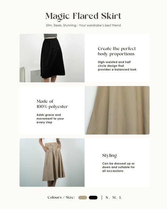 Gionna Mid-Length Flared Skirt (Khaki)