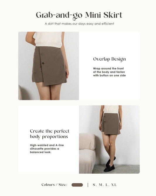 Buttons A Line Skorts (Khaki Brown)